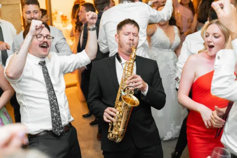 Gustime live saxophone and DJ performance at an event in Australia — photo 1